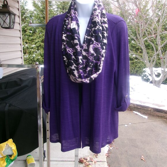Elementz Tops - NWOT ELEMENTZ PURPLE&BLACK 2PC LOOK TOP WITH SCARF PL